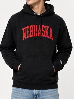 NEBRASKA Huskers Champion Hooded Sweatshirt Black XXL